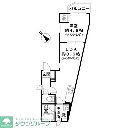 フローラ戸越公園 301 3階1LDKの間取り