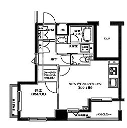 コンフォリア西早稲田 8階1LDKの間取り