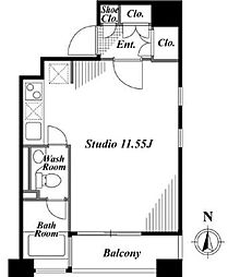 キャビンアリーナ南青山 9階ワンルームの間取り
