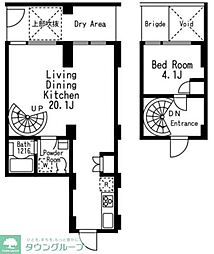 プライムアーバン目黒三田 1階1LDKの間取り