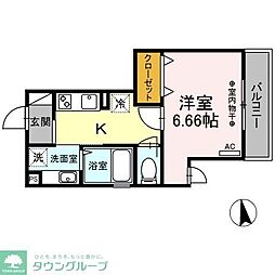 セレスティン三軒茶屋 3階1Kの間取り