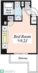 駒場パークサイドヒルズ 3階ワンルームの間取り