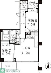 下北沢パークハウス 2階2LDKの間取り
