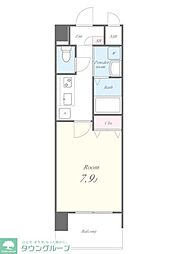 エ リヴィエール 11階1Kの間取り