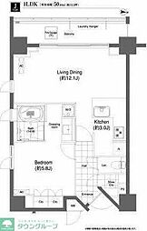 プライムアーバン目黒大橋ヒルズ 8階1LDKの間取り