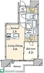 シティハウス中目黒テラス 6階1LDKの間取り