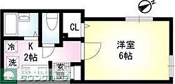 ＭＯＤＵＬＯＲ馬込 2階1Kの間取り