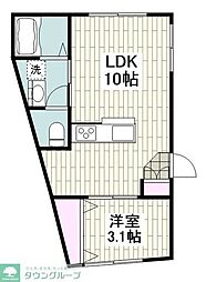 西小山レーベル 3階1LDKの間取り