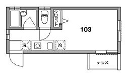 コリーヌ品川 1階ワンルームの間取り