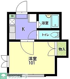 ライズステージ武蔵小山 1階1Kの間取り