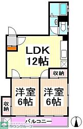 協和マンション 5階2LDKの間取り