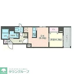 フィオーレ品川 2階1DKの間取り