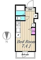グランクオール大崎 2階ワンルームの間取り