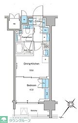 JR横須賀線 西大井駅 徒歩3分の賃貸マンション 5階1DKの間取り