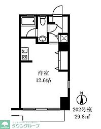 Afan南青山 2階ワンルームの間取り