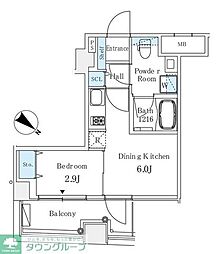 アイビーコート日本橋人形町 7階1DKの間取り