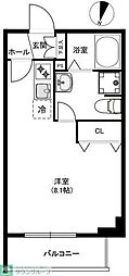 CREALpremier目黒 2階ワンルームの間取り