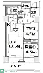 シティコート目黒2号棟 6階1LDKの間取り