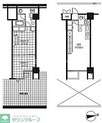 カスタリア芝公園 1階2LDKの間取り