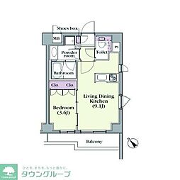 プラチナコート中目黒 1LDKの間取図画像