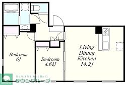 STRIPES 不動前 2LDKの間取図画像