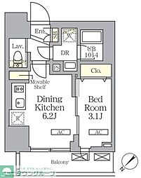 プライムガーデン大森 1DKの間取図画像