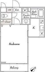 ミリアレジデンス桜新町 1Kの間取図画像