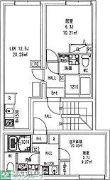 オーブリオン白金 1LDKの間取図画像