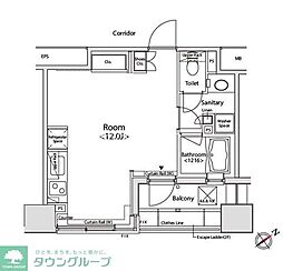 カスタリア目黒かむろ坂 ワンルームの間取図画像