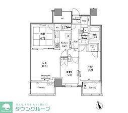 レジディアタワー目黒不動前 3LDKの間取図画像
