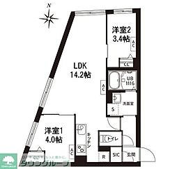レピュア旗の台レジデンス 2LDKの間取図画像