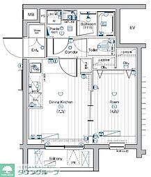 PREMIUMCUBE大岡山DEUX 1DKの間取図画像