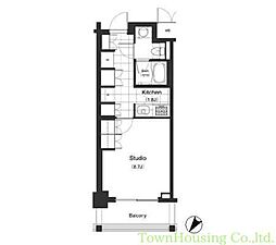 パークキューブ目黒タワー ワンルームの間取図画像