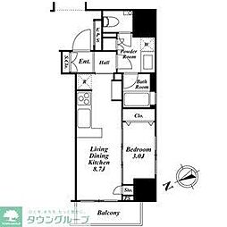 朝日マンション五反田 1LDKの間取図画像