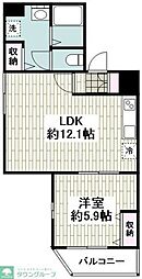 プラティーヌ碑文谷 1LDKの間取図画像