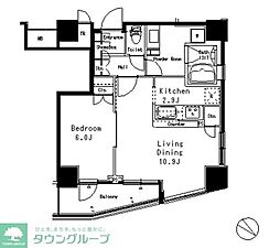 MFPR目黒タワー 1LDKの間取図画像