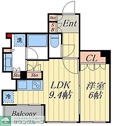 パークアクシス白金台南 1LDKの間取図画像