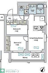Brillia ist 洗足池の杜 2LDKの間取図画像
