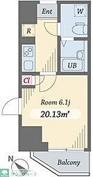 ダイヤモンドタワー西小山 1Kの間取図画像