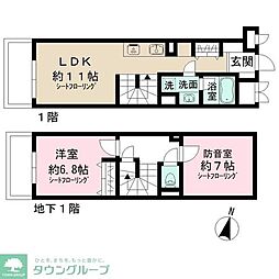 Admiral Himonya 1SLDKの間取図画像