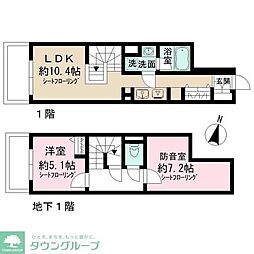 Admiral Himonya 1SLDKの間取図画像