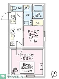 防音マンション スカイラシクラス田園調布本町 1SKの間取図画像
