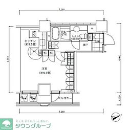 ParkCube愛宕山タワー 1Kの間取図画像