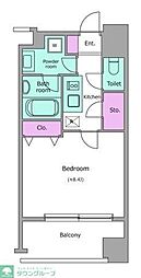 レジディア築地 1Kの間取図画像