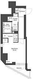 COMFORIA門前仲町SOUTH ワンルームの間取図画像