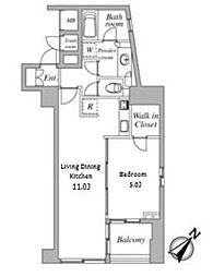 セントラルクリブ六本木1 1LDKの間取図画像