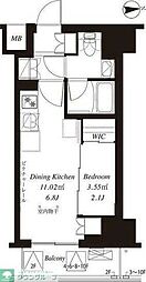 フレンシア御徒町 1DKの間取図画像