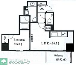 ヴィークコート錦糸町 1LDKの間取図画像