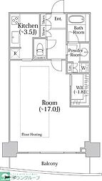 河田町ガーデン1号棟 1Kの間取図画像