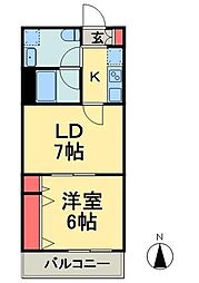 パークアクシス亀戸 1LDKの間取図画像